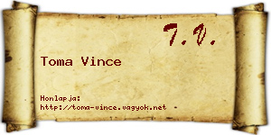 Toma Vince névjegykártya